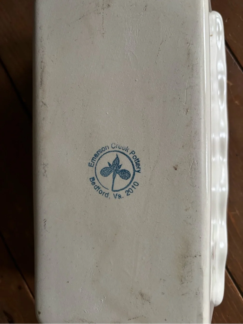 Emerson Creek Pottery Ceramic Loaf Pan with Hand-Painted Cherry Motif